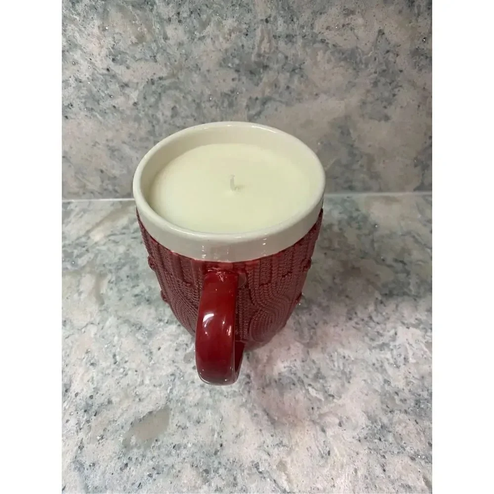 Red Cable Knit Sweater Candle Mug